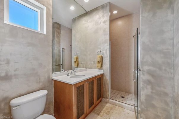 Bathroom, Glass Shower, Interior, Recessed Lighting
