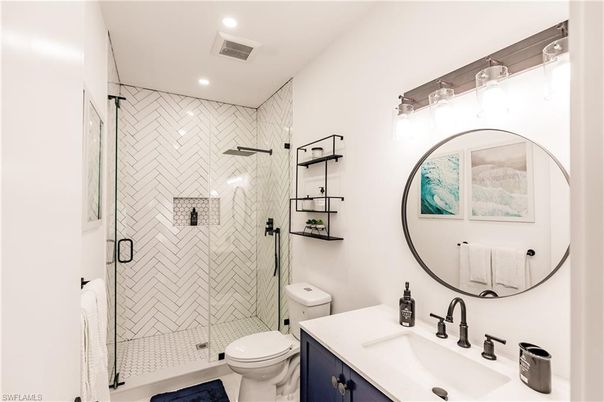 Bathroom, Glass Shower, Interior, Recessed Lighting