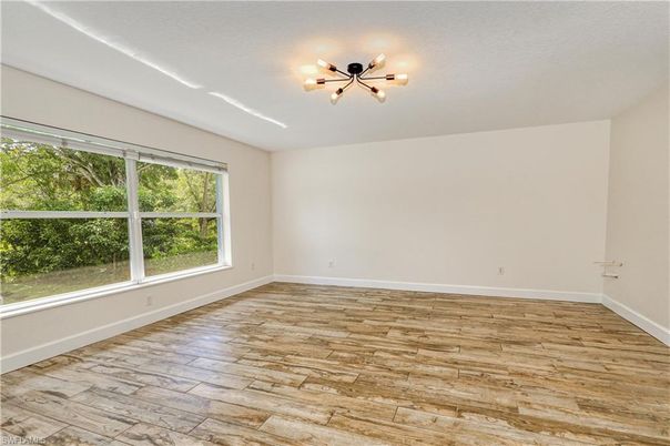Empty room, Interior, Pendant Lights, Wood Texture Flooring