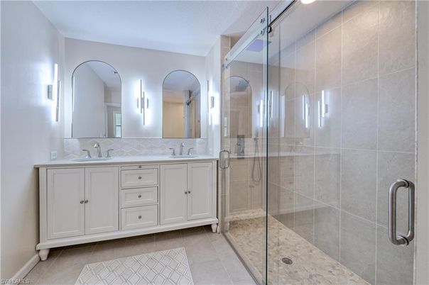 Bathroom, Dual Sink Vanities, Glass Shower, Interior