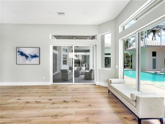 Interior, Pool, Recessed Lighting, Wood Texture Flooring