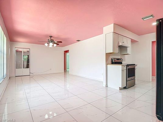 Empty room, Interior, Kitchen, Recessed Lighting