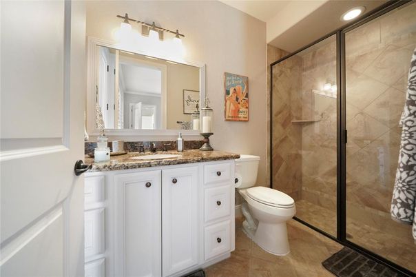 Bathroom, Glass Shower, Interior, Recessed Lighting