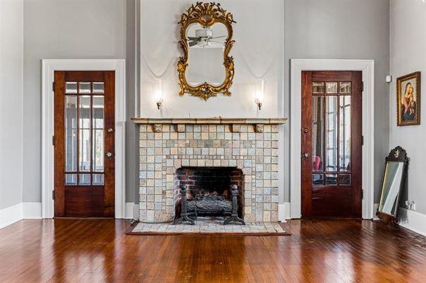 Fireplace, Interior, Wood Texture Flooring
