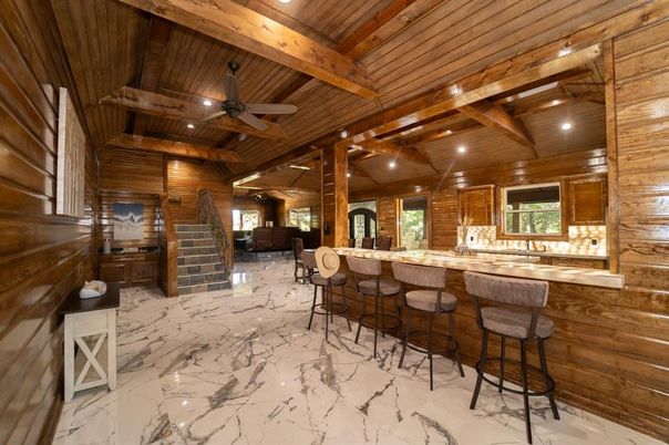 Interior, Marble, Recessed Lighting, Wooden Beams, Wooden Ceilings, Wooden Walls
