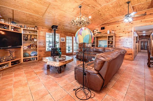 Chandelier, Interior, Living room, Wooden Ceilings, Wooden Walls