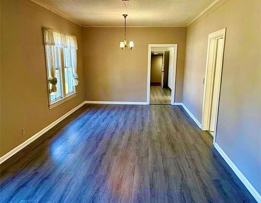 Chandelier, Empty room, Interior, Wood Texture Flooring