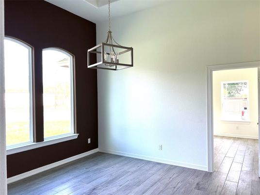 Empty room, Interior, Pendant Lights, Wood Texture Flooring