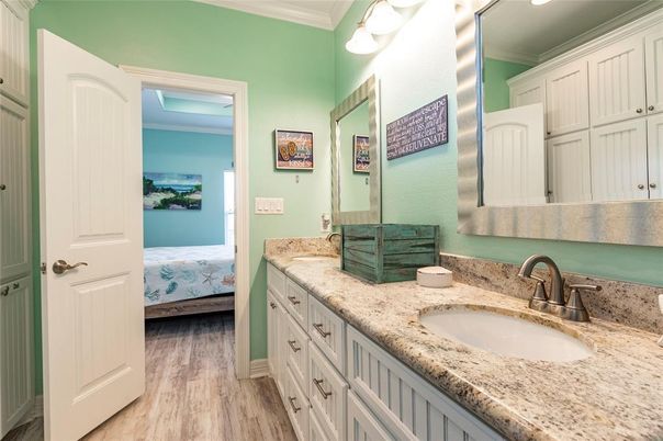 Bathroom, Bedroom, Dual Sink Vanities, Interior, Wood Texture Flooring