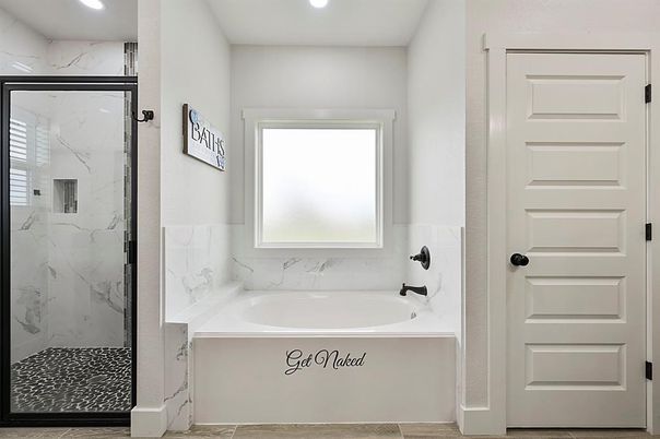 Bathroom, Glass Shower, Interior, Marble Walls, Recessed Lighting