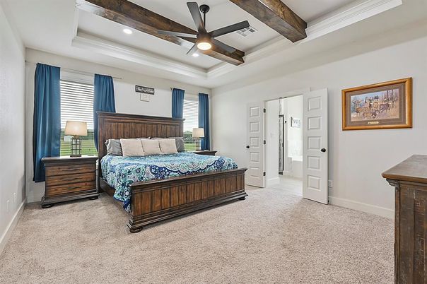 Bedroom, Interior, Recessed Lighting, Wooden Beams