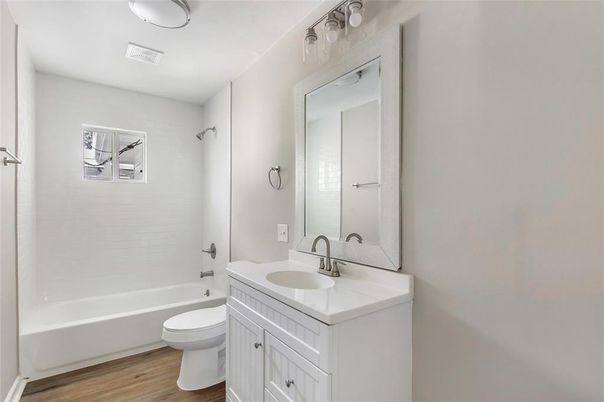 Bathroom, Dual Sink Vanities, Interior, Wood Texture Flooring