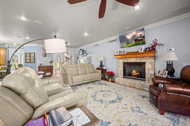 Fireplace, Interior, Living room, Recessed Lighting