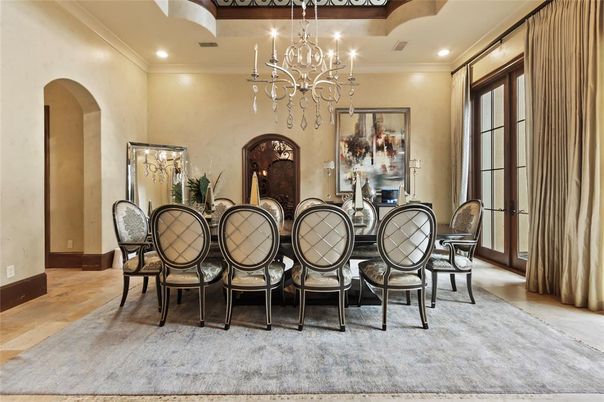Chandelier, Dining room, Interior, Recessed Lighting