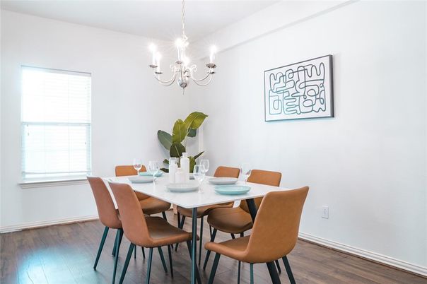 Chandelier, Dining room, Interior, Wood Texture Flooring