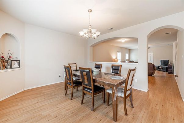 Chandelier, Dining room, Interior, Wood Texture Flooring