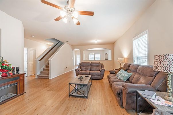 Interior, Living room, Recessed Lighting, Wood Texture Flooring