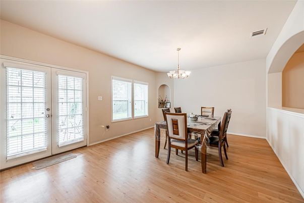 Chandelier, Dining room, Interior, Wood Texture Flooring
