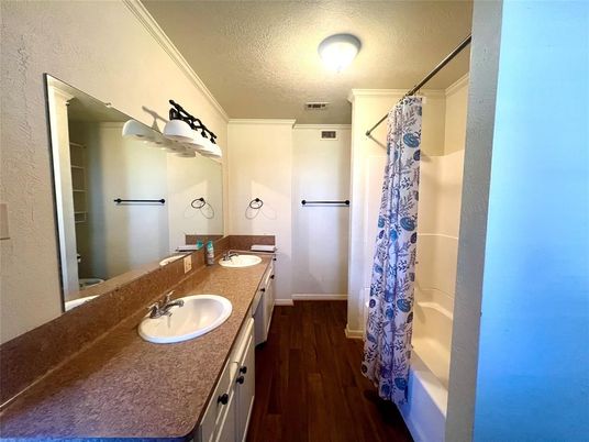 Bathroom, Dual Sink Vanities, Interior, Wood Texture Flooring