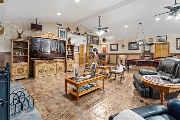 Billiard Table, Game Room, Interior, Living room, Pendant Lights, Recessed Lighting