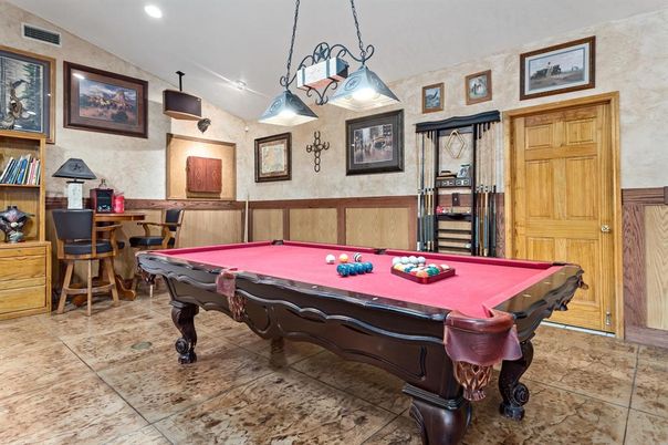 Billiard Table, Game Room, Interior, Pendant Lights, Recessed Lighting