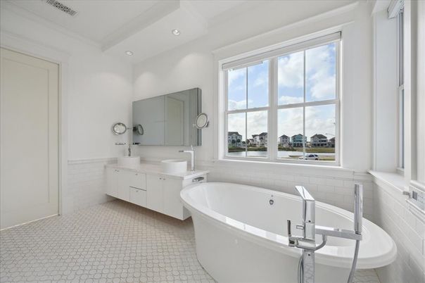 Bathroom, Dual Sink Vanities, Free Standing Baths, Interior, Recessed Lighting