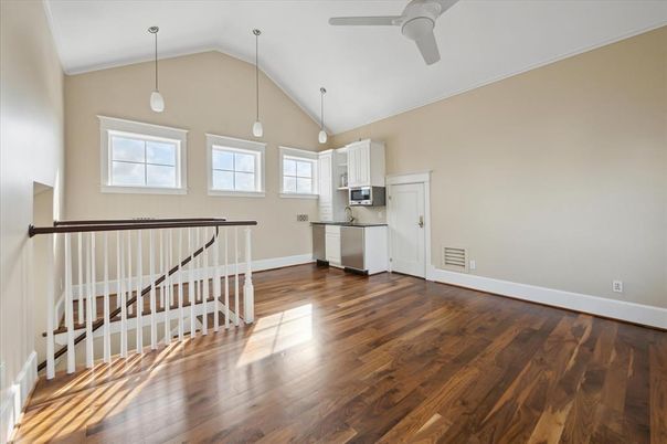 Interior, Kitchen, Pendant Lights, Wood Texture Flooring