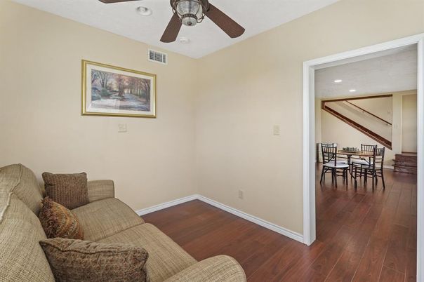 Dining room, Interior, Recessed Lighting, Wood Texture Flooring