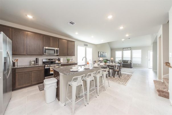 Dining room, Interior, Kitchen, Living room, Recessed Lighting, Stainless Steel Appliances