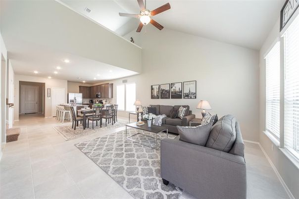 Dining room, Interior, Kitchen, Living room, Recessed Lighting