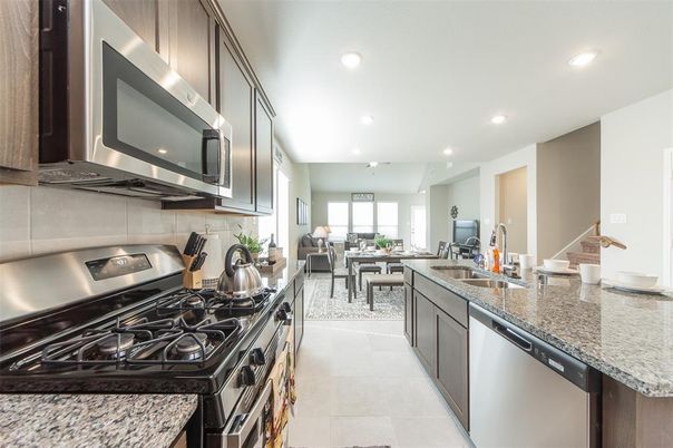 Dining room, Interior, Kitchen, Living room, Recessed Lighting, Stainless Steel Appliances