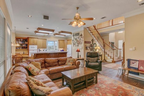 Dining room, Interior, Kitchen, Living room, Pendant Lights, Recessed Lighting, Wood Texture Flooring