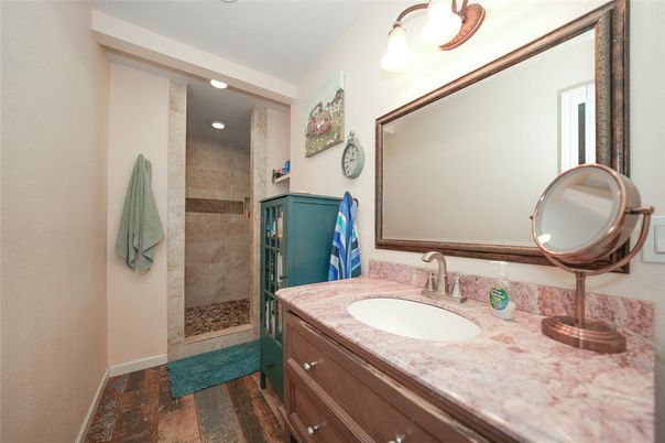 Bathroom, Glass Shower, Interior, Recessed Lighting