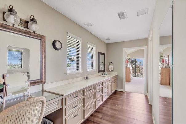 Bathroom, Dual Sink Vanities, Interior, Wood Texture Flooring