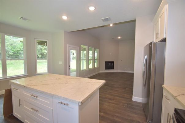 Interior, Kitchen, Recessed Lighting, Wood Texture Flooring