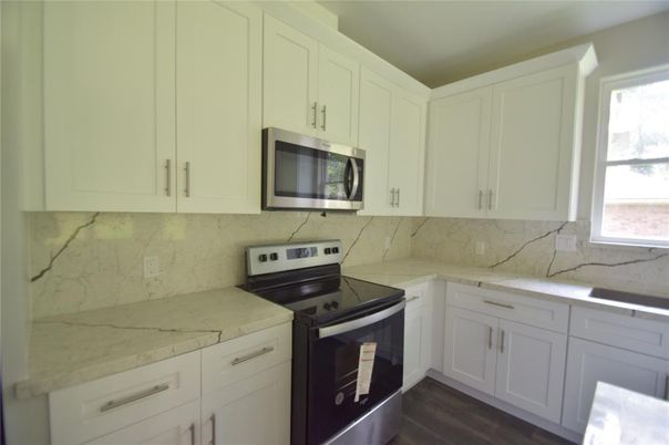 Interior, Kitchen, Marble Walls, Wood Texture Flooring