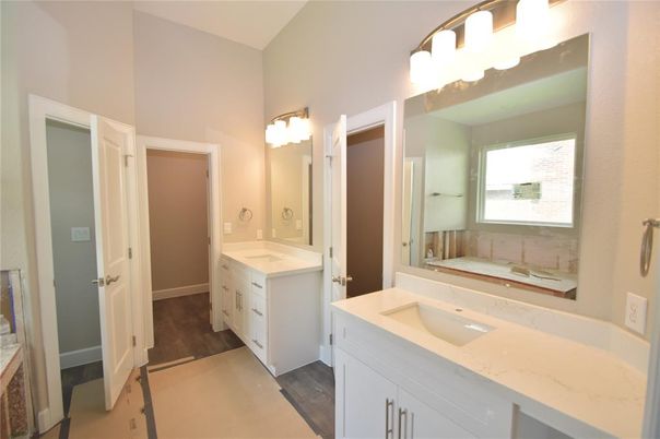 Bathroom, Dual Sink Vanities, Interior, Wood Texture Flooring