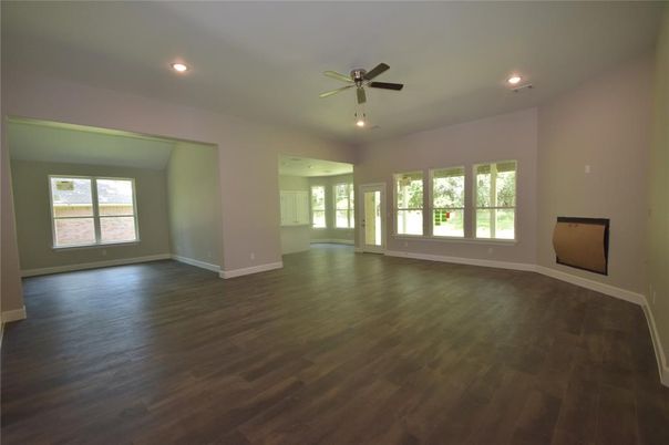 Empty room, Interior, Recessed Lighting, Wood Texture Flooring