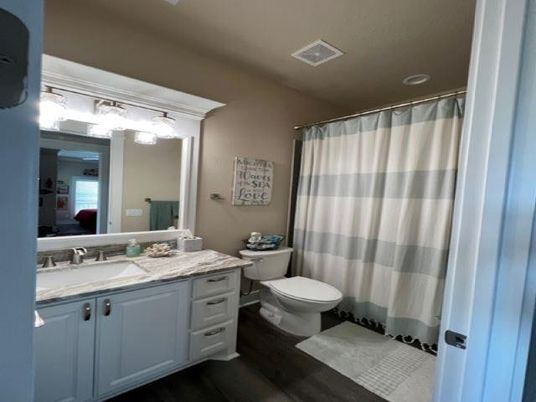 Bathroom, Interior, Recessed Lighting, Wood Texture Flooring