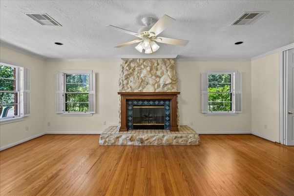 Empty room, Fireplace, Interior, Wood Texture Flooring