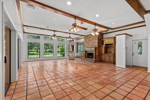 Empty room, Fireplace, Interior, Recessed Lighting