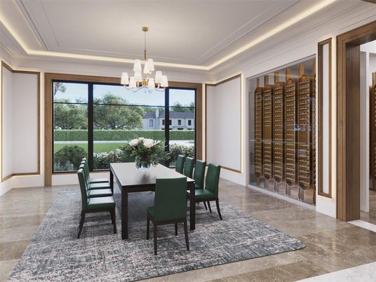 Chandelier, Dining room, Interior, Wine Storage
