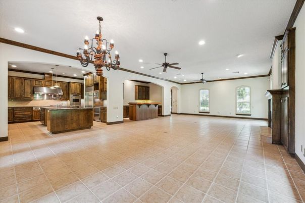 Chandelier, Interior, Kitchen, Recessed Lighting, Stainless Steel Appliances