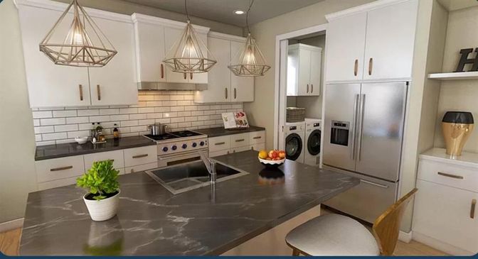 Interior, Kitchen, Pendant Lights, Recessed Lighting, Stainless Steel Appliances, Washer