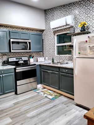 Interior, Kitchen, Stainless Steel Appliances, Wood Texture Flooring