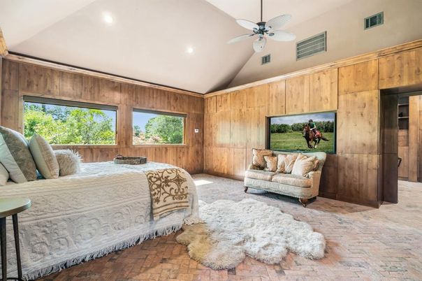 Bedroom, Interior, Recessed Lighting, Wooden Walls