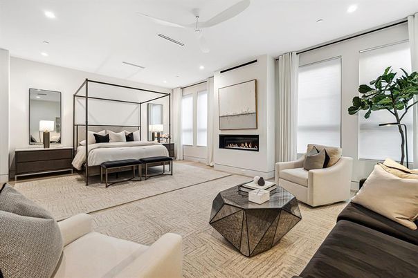 Bedroom, Fireplace, Interior, Living room, Recessed Lighting