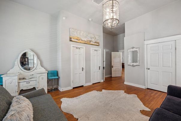 Chandelier, Interior, Living room, Wood Texture Flooring