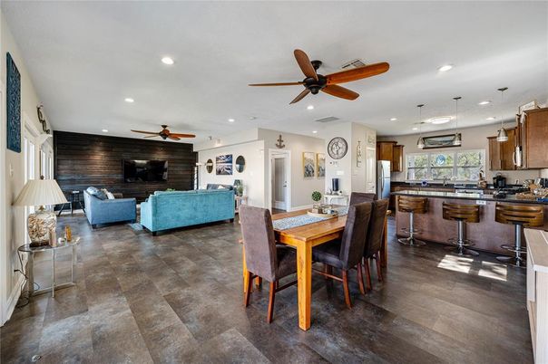 Dining room, Interior, Kitchen, Living room, Pendant Lights, Recessed Lighting