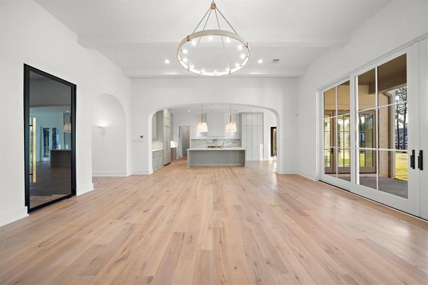 Interior, Kitchen, Pendant Lights, Recessed Lighting, Wood Texture Flooring